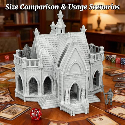 Fantasy Scenery Miniature Game Buildings - 25mm Scale Unpainted Gothic Manor with Dual Balconies, Large Stone TTRPG Terrain for Dungeons and Dragons Wargame - City Building 7 (AF1104 M) - color: Af1104 M City Building 7