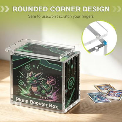 Clear Storage Bins,Booster Box Case with Magnetic Closure,Vertical Acrylic Display Case,5mm Thick Stackable Display Box for Card Collection Display(Booster Box Case,3 Pack) - size: Booster Box Case
