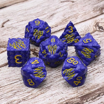 Dragon Scale Metal Dice Set-Dragon Claw,with Gift Metal Box for TTRPG Tabletop Gaming,Dungeon Masters,RPG Adventures(Purple) - color: Purple