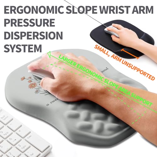 Ergonomic Slope Mouse Pad Wrist Support, Wrist Rest Mousepad for Carpal Tunnel Pain Relief with Massage Bulge and Slow Rebound Memory Foam (12x8 inch, Sweet Friendship) - color: AM043-Sweet Friendship