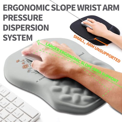 Ergonomic Slope Mouse Pad Wrist Support, Wrist Rest Mousepad for Carpal Tunnel Pain Relief with Massage Bulge and Slow Rebound Memory Foam (12x8 inch, Sweet Friendship) - color: AM043-Sweet Friendship