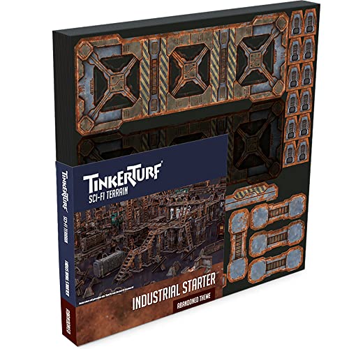 TinkerTurf Sci-Fi Terrain: Industrial Starter Set, Abandoned Theme, Sturdy, Affordable, Great-Looking Full-Color Terrain, Quick and Easy to Assemble, Virtually Limitless Setups - style: Abandoned
