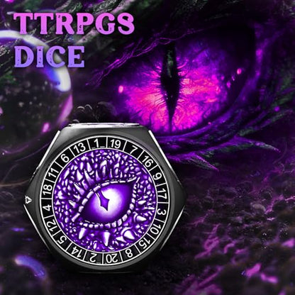 ZHOORQI 8-in-1 DND Dice Set – Metal Spinner Dice with Dual D20, 3D Monster Engravings & Smooth Spinning – Perfect for TTRPG, D and D Dungeons and Dragons Gifts(Black Dice - Purple) - color: Black Purple