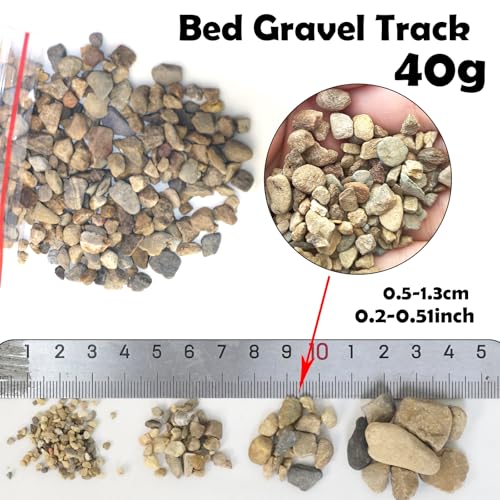 Bed Gravel Track Natural Stone Set, Mixed Sizes, 4 Packs x 40g, for Train Railway Track Diorama, Miniature Scene, Ages 14+