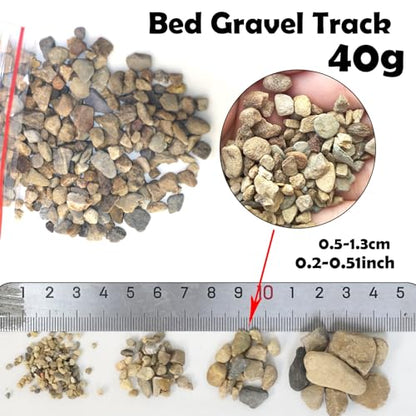Bed Gravel Track Natural Stone Set, Mixed Sizes, 4 Packs x 40g, for Train Railway Track Diorama, Miniature Scene, Ages 14+