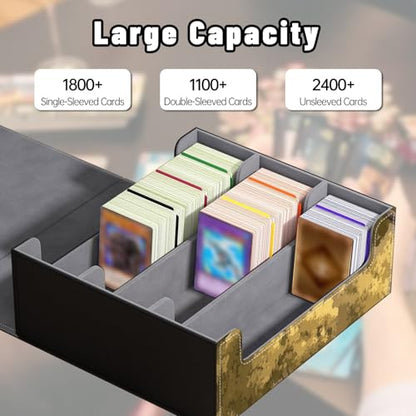 DEGDFSGR Card Game Storage Box for TCG MTG Commander Deck Box MTG Card Box Organizer Trading Card Case Magnetic Closure Creative Pattern Up to 2400 Cards, Golden Tree Spirit - color: Golden Tree Spirit