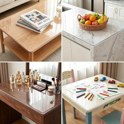Clear Table Cover Protector 15x15 Inch, 1.5mm Thick Heavy Duty PVC Table Pad, Heat Resistant & Waterproof Tablecloth, Cut to Fit Dining Table, Kitchen Counter & Desk, Game Day Watch Soccer Party - color: Clear Table Pads 1.5mm, size: 15" x 15"