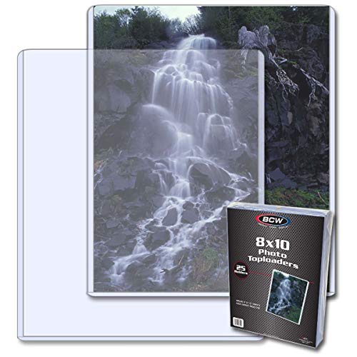 BCW 8x10 Toploader Holder - 25 Count | Rigid PVC, Non-Toxic, Crystal Clear Photocard Sleeves| 8x10 Plastic Sleeves for Prints | Hard Plastic Top Loader Sheet Protectors to Showcase Pictures