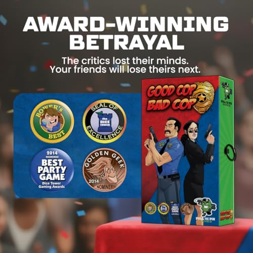 Pull the Pin Games Good Cop Bad Cop - Board Games & Card Games for Epic Fun - Hidden Identity Party Card Game - Fast-Paced Social Deduction - Easy to Learn - 4-8 Players - Award-Winning Family Game
