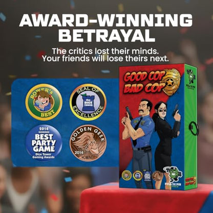 Pull the Pin Games Good Cop Bad Cop - Board Games & Card Games for Epic Fun - Hidden Identity Party Card Game - Fast-Paced Social Deduction - Easy to Learn - 4-8 Players - Award-Winning Family Game