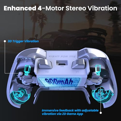 ZD O+ Excellence Wireless PC Controller – Modular Design, Hall Effect Joysticks, Remappable Buttons, RGB & Audio Jack for Switch/Switch2, PC, Android, iOS & Steam (White) - color: White