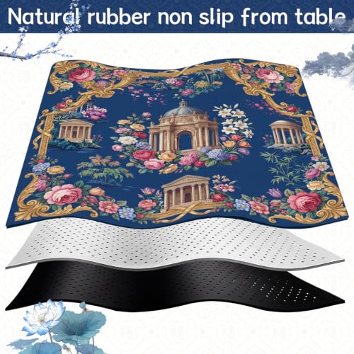 Drydiet Mahjong Mat for Table 31.5 x 31.5 Inch American Mahjong Mat with Carrying Bag, Non-Slip Noise Reduction Table Item for Family Poker Domino Board Game Night & Party Use(Elysium) - style: Elysium