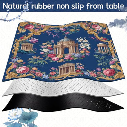 Drydiet Mahjong Mat for Table 31.5 x 31.5 Inch American Mahjong Mat with Carrying Bag, Non-Slip Noise Reduction Table Item for Family Poker Domino Board Game Night & Party Use(Elysium) - style: Elysium