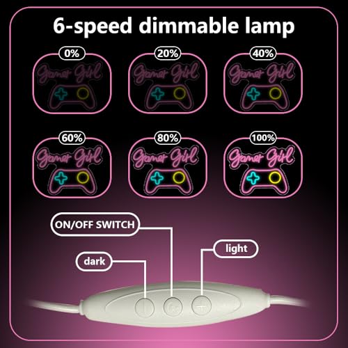 Gamer Neon Sign,Gaming Neon Sign for Gamer Room Decor LED Lights Girl's Bedroom Wall Decor Gamepad Dimmable Neon Gaming Sign for Party Decorations Girl Gifts USB Powered(15.4"*11.4") - style: Game Girl
