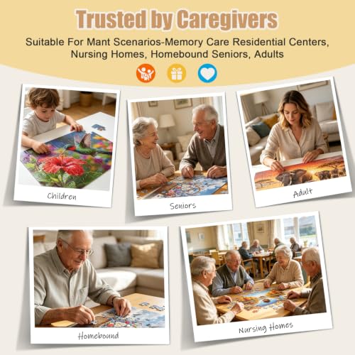 6 Packs 50 Large Piece Puzzles for Seniors with Dementia, Alzheimer’s Products and Activities for Elderly Adults, Cognitive Game Gift for Patients in Nursing Home - style: vegetable