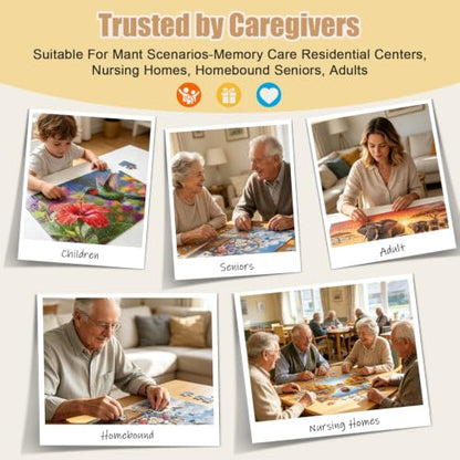 6 Packs 50 Large Piece Puzzles for Seniors with Dementia, Alzheimer’s Products and Activities for Elderly Adults, Cognitive Game Gift for Patients in Nursing Home - style: vegetable