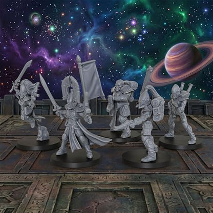 28mm Tabletop Unpainted Miniatures and Sci-Fi Minis Figure Set AS1009 | 1:56 Miniature Game Role Playing RPG Accessory Pack - Space Assault Squad