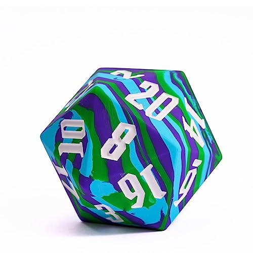 55mm Silicone D20 DND Dice, Large D20 Single 20 Sided D&D Dice | Soft & Comfortable Touch, Perfect Bouncer, Gift Box, Compatible with Dungeons and Dragons RPG Bar Pub Club Party Games - color: Tricolor Camo