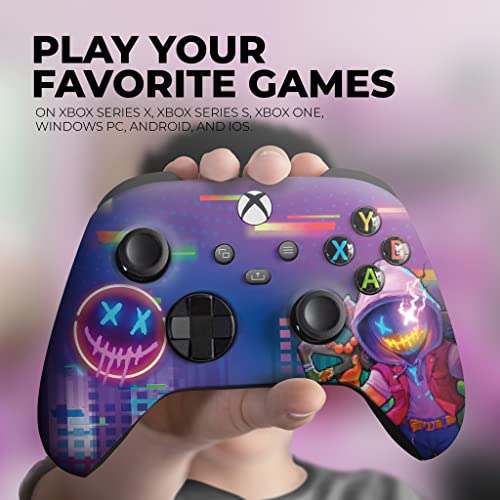 DreamController Neonabyss Custom X-box Controller Wireless compatible with X-box One/Series X/S Proudly Customized in USA with Permanent HYDRO-DIP Printing(NOT JUST A SKIN) (MODDED) - color: Neonabyss, size: Modded - Front & Back Print