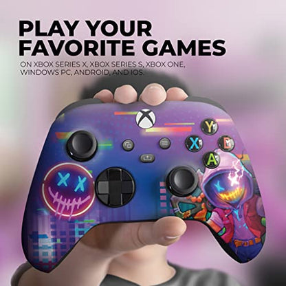 DreamController Neonabyss Custom X-box Controller Wireless compatible with X-box One/Series X/S Proudly Customized in USA with Permanent HYDRO-DIP Printing(NOT JUST A SKIN) (MODDED) - color: Neonabyss, size: Modded - Front & Back Print