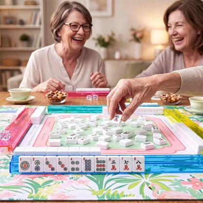 American Mahjong Tile Set, 166 White Tiles with Purple Bag, Accessories, 4 Mahjong Racks with Pushers, Mahjong Set for Beginners (Ma Jong, Mah-Jongg) - color: Purple