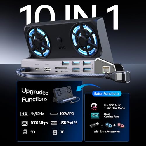 YCE 13-in-1 Dual Fan Steam Deck Dock Suitable Valve Steam Deck & OLED/Switch & 2 / Asus ROG Ally & X/Lenovo Legion Go & S & 2/MSI Claw,Nintendo Switch 2 Dock,Steam Deck Accessories,Docking Station - color: 13-in-1 Dual Cooling Fan