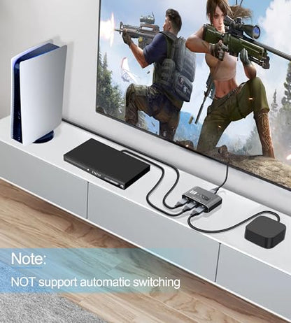 HDMI 2.1 Switch 3 in 1 Out, 4K@120Hz 8K@60Hz, Aluminum,48Gbps w/HDMI Cable | HDMI Splitter Switch supports 1080P@240Hz, Compatible with PS5, Xbox Series X, PC, Laptop and Gaming Consoles