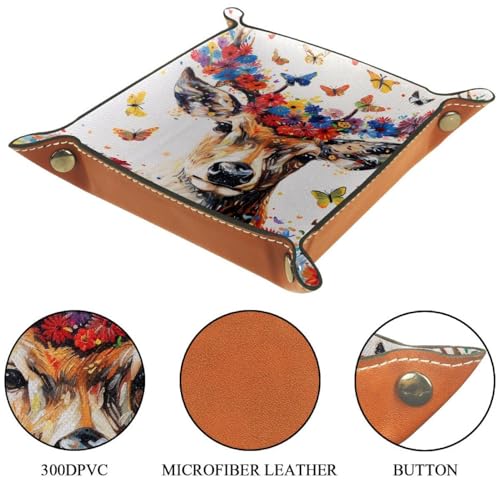 Deer Butterflies Flowers Dice Tray Dice Rolling Tray Folding Dice Holder for Dice Games, Like RPG, DND and Other Table Games - color: Multi 11