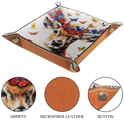 Deer Butterflies Flowers Dice Tray Dice Rolling Tray Folding Dice Holder for Dice Games, Like RPG, DND and Other Table Games - color: Multi 11