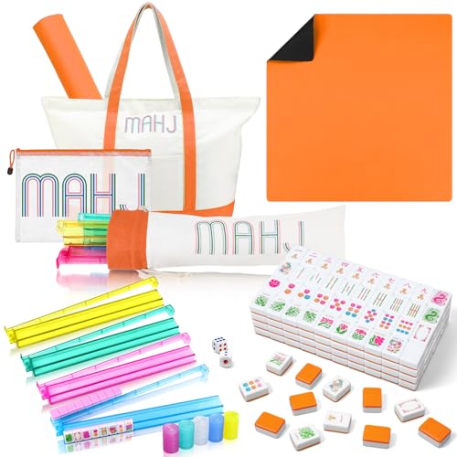 Ceenna American Mahjong Set with Carrying Bag,American,Orange - color: Orange