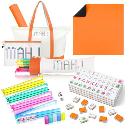 Ceenna American Mahjong Set with Carrying Bag,American,Orange - color: Orange
