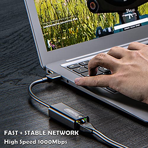 USB Ethernet Adapter, USB 3.0 to 10/100/1000 Gigabit Ethernet LAN Network Adapter Compatible with Nintendo, MacBook, Surface Pro, Notebook PC with Windows7/8/10, XP, Vista, Mac (TCC-S30A)