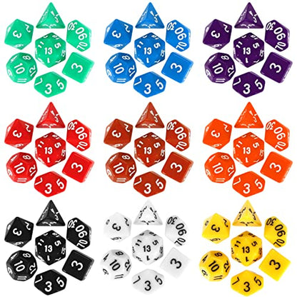 350 Pcs Dice Sets Bulk with Drawstring Bag Polyhedral Dice Sets Multi Role Playing Table Game D4 D6 D8 D10 D% D12 D20 (Mixed Style) - style: Mixed Style