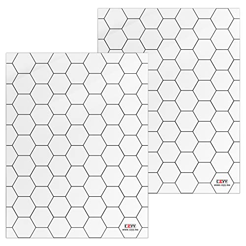 CZYY Acrylic RPG Game Mat, 2 Clear Battle Map Boards with 1" Hex Overlay | 1 in Hex Grid for Miniature Battles, Portable 7 x 9 in Size, Wet & Dry Erase Surface, Modular for Larger Maps - color: Hex Grid