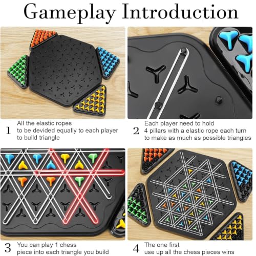 Chess Game, 2 to 4 Players Chain Chess Desktop Puzzle Interactive Game for Kids, Rubber Band Board Game for Family Funand Strategy Play