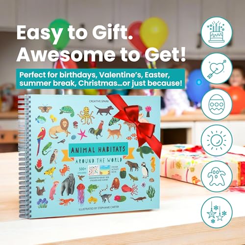 Animals Habitat 500+ Kids Sticker Book by Cupkin Toddler Airplane Travel Activity Coloring and Sticker Book, Road Trip Essentials, 12 Coloring Pages + 12 Scenes for Ages 2–8 Years - color: Animal Habitats