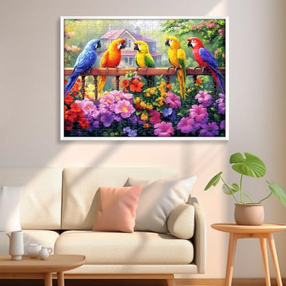 300 Piece Puzzles for Adult, Beauty Parrots and Flowers Jigsaw Puzzle - style: Bird