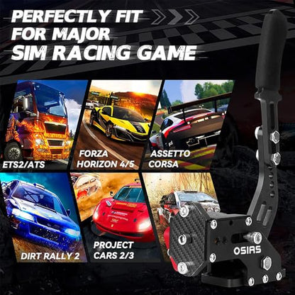 64 Bit PC USB Handbrake SIM, Upgraded Games Handbrake for Racing Games Logitech G25 G27 G29 G920 G923 Thrustmaster T500 T300, with Hall Sensor