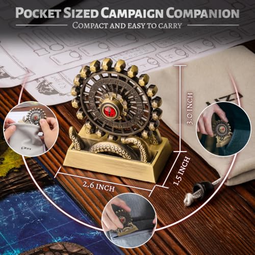 CZYY Ferris Wheel D20, Metal Fidget Spinner Dice for Tabletop RPG | Tentacle & Eye Design, Zinc Alloy, D20 Roulette Desk Gadget, Velvet Pouch, Gift for Dungeon Master & Fantasy Fans, Bronze - color: Bronze