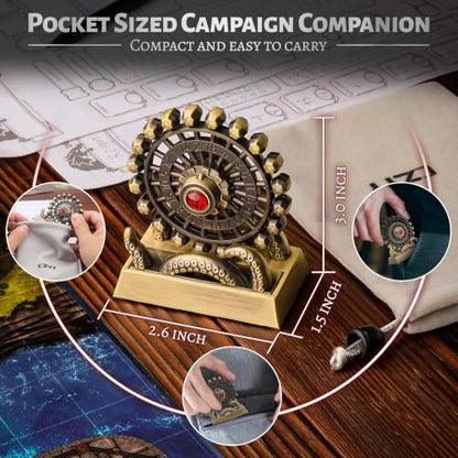 CZYY Ferris Wheel D20, Metal Fidget Spinner Dice for Tabletop RPG | Tentacle & Eye Design, Zinc Alloy, D20 Roulette Desk Gadget, Velvet Pouch, Gift for Dungeon Master & Fantasy Fans, Bronze - color: Bronze