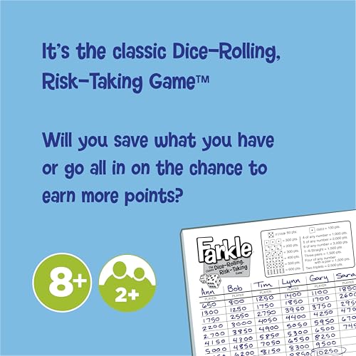 Farkle Dice Games for Kids, Dice Set, Score Sheets Inc, Family Game Night | Family Game Night, Travel Games, Screen-Free, Travel Game, Holiday Game, Cup and Score Card Included,