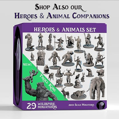 Wildspire Troll King and Queen for D&D Miniatures - Paintable Troll Figures for Dungeons & Dragons Fantasy Tabletop RPG