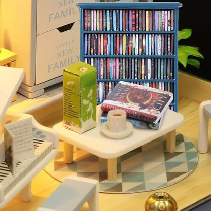 Mini Bookshelf with 180pcs Mini Books Miniature Blue Bookshelf Ornament | Tiny Small Bookshelf Dollhouse Decor Shake Away Your Anxiety for Book Lovers Gift Home Room Office - style: Mini Books with Blue Bookshelf