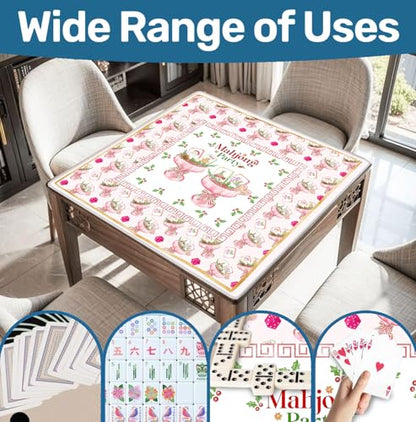 Pink Christmas Mahjong Mat 31.5" x 31.5", Red Christmas Bow Cocktail Non-Slip Noise Reduction Mahjong Table Cover Accessories and Supplies for Dominoes Poker Card Board and Tile Games Gifts - color: Red Christmas Bow