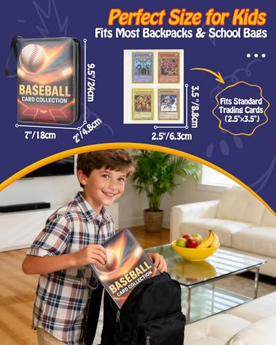 Best baseball card binder 4-Pocket holds 480 cards, 120 pages side-loading, PU leather zip waterproof cover, acid-free pages, for home storage & card shows, baseball cars binder, gift kids boys girls! - color: 4-Black and gold