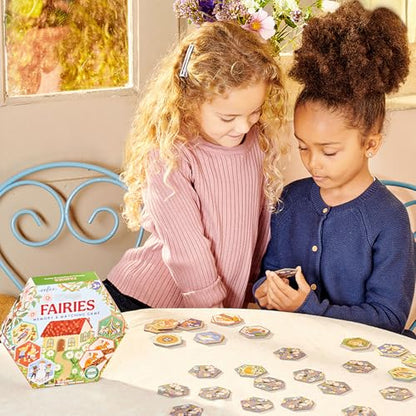eeBoo: Memory & Matching Game - Cottage Fairies - 20 Hexagon-Shaped Matching Pairs, Nature Themed Concentration Tile Game, Kids Ages 3+, 1-4 Players