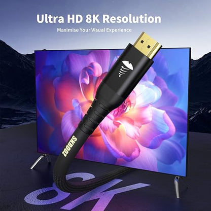 SKROOZ 8K HDMI 2.1a Cable 6ft | 48Gbps Ultra High Speed | Supports 8K@60Hz, 4K@120Hz, 10K, Dynamic HDR, eARC, VRR | Kevlar Braided Cord for PS5, Xbox Series X, RTX 5090/4090, OLED TV & Monitor