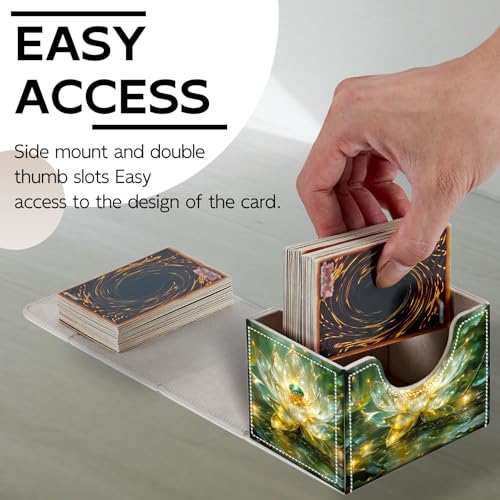 Trading Card Storage Box, Holds 100+ for MTG Cards, PU Leather with Magnetic Closure, Crystal Lotus with Emerald in Pond Durable Deck Box for Magic the Gathering, Trading Card Games - color: Crystal Lotus with Emerald in Pond