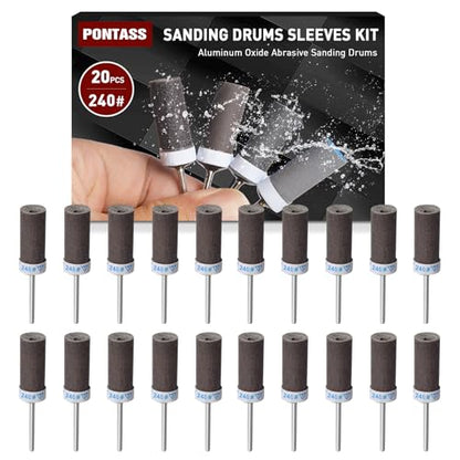 20Pcs 240 Grit Sanding Drums Sandpaper Sticks Set for Dremel Rotary Tool with 1/8" Shank,Sanding Drums Accessories Dry/Wet Abrasive Cylinders for Wood/Metal Rust Removal/Jade Polishing（240 Grit - size: 240 Grits