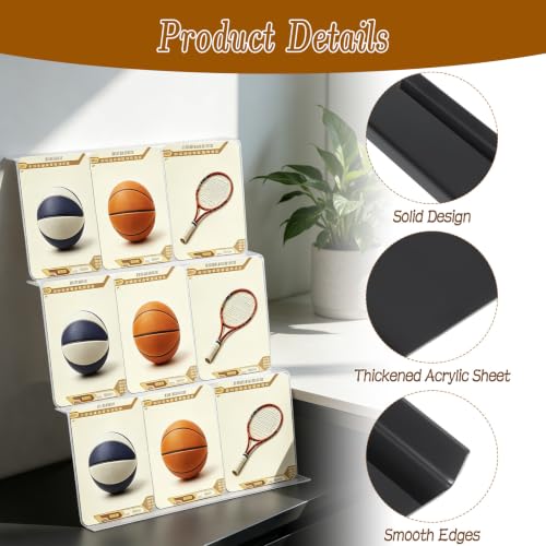 12 Pcs Trading Card Risers for Display Case, Acrylic Display Risers for Sports Cards, Clear Tiered Display Stand for Cases & Retail Glass, Graded Card Display Stand for Cardshow Vendor